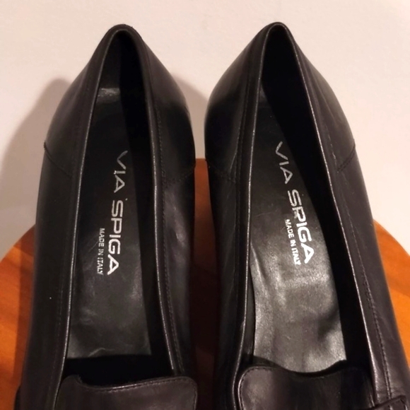 Vintage Black Loafer Heels Via Spiga Oxford Heels - Picture 7 of 16